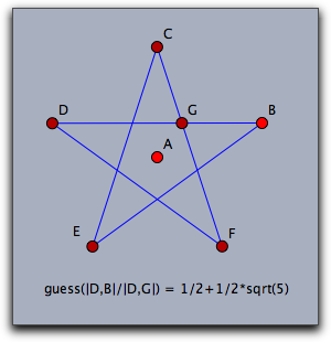 The golden ratio in a regular pentagram
